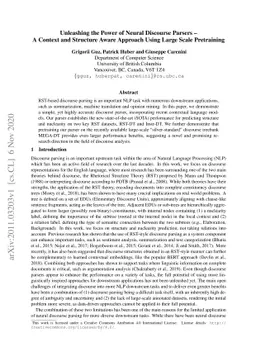 Unleashing the Power of Neural Discourse Parsers -- A Context and
  Structure Aware Approach Using Large Scale Pretraining