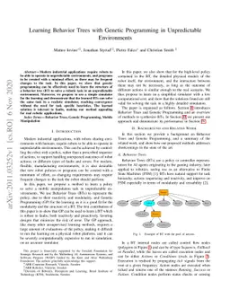 Learning Behavior Trees with Genetic Programming in Unpredictable
  Environments
