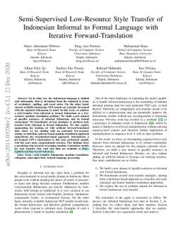 Semi-Supervised Low-Resource Style Transfer of Indonesian Informal to
  Formal Language with Iterative Forward-Translation