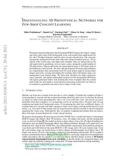 Disentangling 3D Prototypical Networks For Few-Shot Concept Learning
