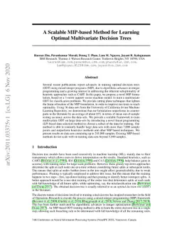 A Scalable MIP-based Method for Learning Optimal Multivariate Decision
  Trees