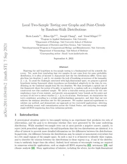 Local Two-Sample Testing over Graphs and Point-Clouds by Random-Walk
  Distributions