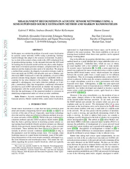 Misalignment Recognition in Acoustic Sensor Networks using a
  Semi-supervised Source Estimation Method and Markov Random Fields
