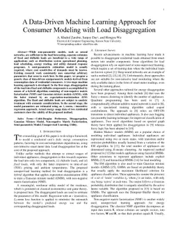A Data-Driven Machine Learning Approach for Consumer Modeling with Load
  Disaggregation
