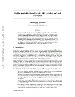 Highly Available Data Parallel ML training on Mesh Networks