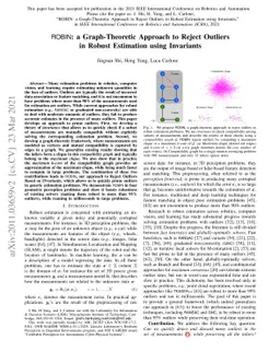 ROBIN: a Graph-Theoretic Approach to Reject Outliers in Robust
  Estimation using Invariants