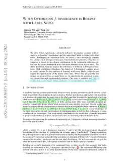 When Optimizing $f$-divergence is Robust with Label Noise