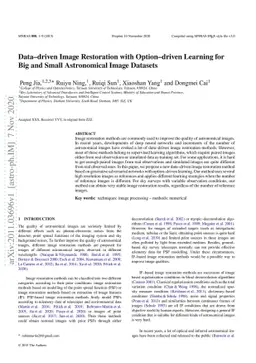 Data--driven Image Restoration with Option--driven Learning for Big and
  Small Astronomical Image Datasets