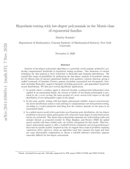 Hypothesis testing with low-degree polynomials in the Morris class of
  exponential families