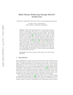 Blind Motion Deblurring through SinGAN Architecture