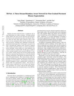 TB-Net: A Three-Stream Boundary-Aware Network for Fine-Grained Pavement
  Disease Segmentation