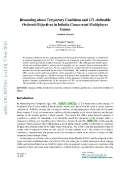 Reasoning about Temporary Coalitions and LTL-definable Ordered
  Objectives in Infinite Concurrent Multiplayer Games