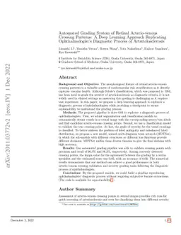 Automated Grading System of Retinal Arterio-venous Crossing Patterns: A
  Deep Learning Approach Replicating Ophthalmologist's Diagnostic Process of
  Arteriolosclerosis