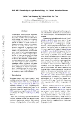 PairRE: Knowledge Graph Embeddings via Paired Relation Vectors