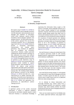 SeqGenSQL -- A Robust Sequence Generation Model for Structured Query
  Language
