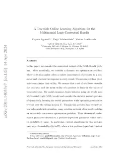 A Tractable Online Learning Algorithm for the Multinomial Logit
  Contextual Bandit