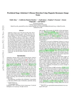 Preclinical Stage Alzheimer's Disease Detection Using Magnetic Resonance
  Image Scans