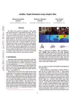 AdaBins: Depth Estimation using Adaptive Bins
