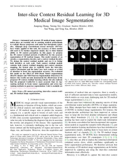 Inter-slice Context Residual Learning for 3D Medical Image Segmentation