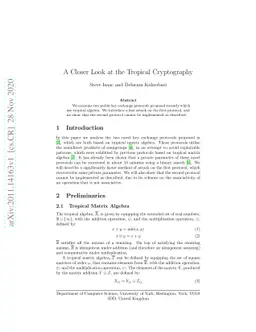 A Closer Look at the Tropical Cryptography