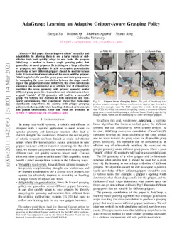 AdaGrasp: Learning an Adaptive Gripper-Aware Grasping Policy