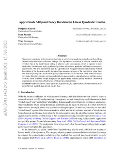 Approximate Midpoint Policy Iteration for Linear Quadratic Control