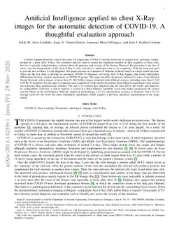 Artificial Intelligence applied to chest X-Ray images for the automatic
  detection of COVID-19. A thoughtful evaluation approach