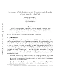 Importance Weight Estimation and Generalization in Domain Adaptation
  under Label Shift