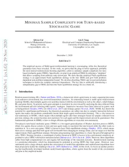 Minimax Sample Complexity for Turn-based Stochastic Game