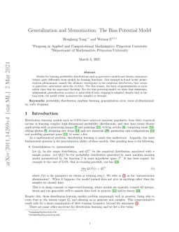Generalization and Memorization: The Bias Potential Model