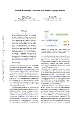 Intrinsic Knowledge Evaluation on Chinese Language Models