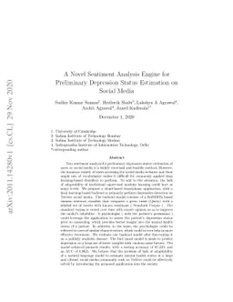 A Novel Sentiment Analysis Engine for Preliminary Depression Status
  Estimation on Social Media