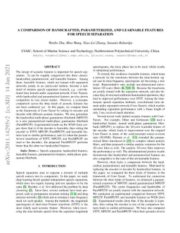 A comparison of handcrafted, parameterized, and learnable features for
  speech separation