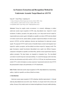 An Features Extraction and Recognition Method for Underwater Acoustic
  Target Based on ATCNN