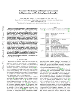 Generative Pre-training for Paraphrase Generation by Representing and
  Predicting Spans in Exemplars