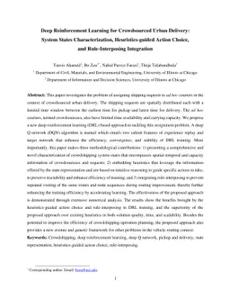Deep Reinforcement Learning for Crowdsourced Urban Delivery: System
  States Characterization, Heuristics-guided Action Choice, and
  Rule-Interposing Integration