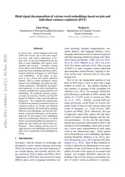 Blind signal decomposition of various word embeddings based on join and
  individual variance explained
