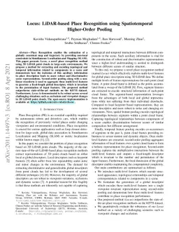 Locus: LiDAR-based Place Recognition using Spatiotemporal Higher-Order
  Pooling