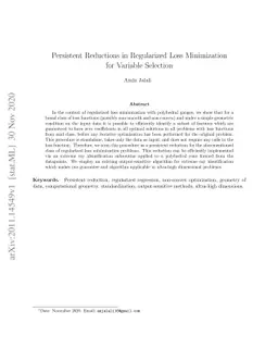 Persistent Reductions in Regularized Loss Minimization for Variable
  Selection
