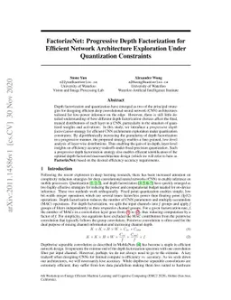 FactorizeNet: Progressive Depth Factorization for Efficient Network
  Architecture Exploration Under Quantization Constraints