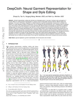 DeepCloth: Neural Garment Representation for Shape and Style Editing