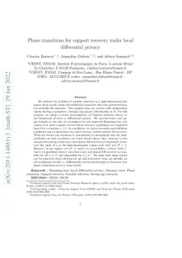 Phase transitions for support recovery under local differential privacy