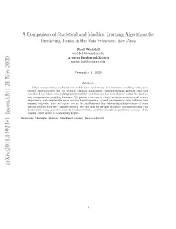 A Comparison of Statistical and Machine Learning Algorithms for
  Predicting Rents in the San Francisco Bay Area