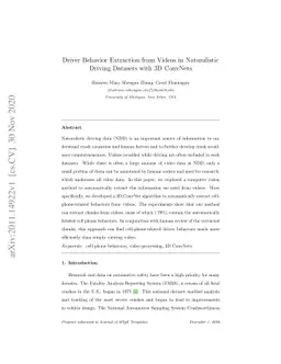 Driver Behavior Extraction from Videos in Naturalistic Driving Datasets
  with 3D ConvNets