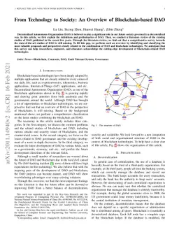 From Technology to Society: An Overview of Blockchain-based DAO