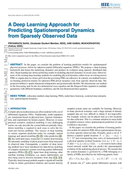A Deep Learning Approach for Predicting Spatiotemporal Dynamics From
  Sparsely Observed Data