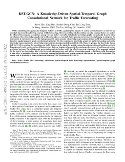 KST-GCN: A Knowledge-Driven Spatial-Temporal Graph Convolutional Network
  for Traffic Forecasting