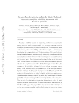 Variance based sensitivity analysis for Monte Carlo and importance
  sampling reliability assessment with Gaussian processes