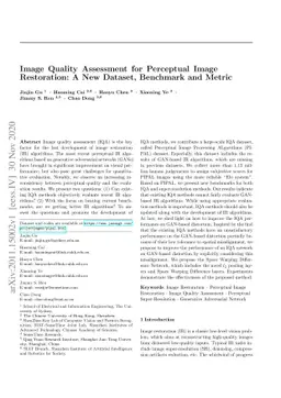 Image Quality Assessment for Perceptual Image Restoration: A New
  Dataset, Benchmark and Metric