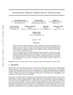 Automating Artifact Detection in Video Games